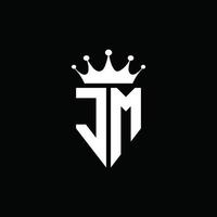 jm logotyp monogram emblem stil med krona form designmall vektor