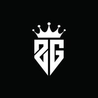 zg-Logo-Monogramm-Emblem-Stil mit Kronenform-Designvorlage vektor