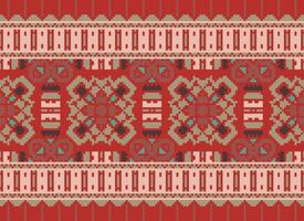 pixel korsa sy mönster med blommig mönster. traditionell korsa sy handarbete. geometrisk etnisk mönster, broderi, textil- ornament, tyg, hand sys mönster, pixel konst. vektor