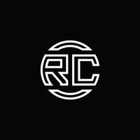 rc logotyp monogram med negativ utrymme cirkel rundad designmall vektor