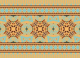 etnisk geometrisk tyg mönster korsa stitch.ikat broderi etnisk orientalisk pixel mönster blå bakgrund. abstrakt, vektor, illustration. textur, kläder, ram, dekoration, motiv, siden tapet. vektor