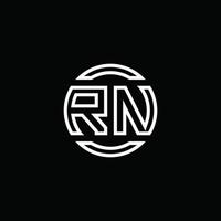 rn-Logo-Monogramm mit negativem Raumkreis abgerundete Designvorlage vektor