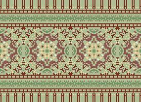 Kreuz Stich Grenze. Stickerei Kreuz Stich. ethnisch Muster. geometrisch ethnisch indisch Muster. einheimisch ethnisch Muster.Textur Textil- Stoff Kleidung Strickwaren drucken. Pixel horizontal nahtlos Vektor. vektor