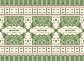 Kreuz Stich Grenze. Stickerei Kreuz Stich. ethnisch Muster. geometrisch ethnisch indisch Muster. einheimisch ethnisch Muster.Textur Textil- Stoff Kleidung Strickwaren drucken. Pixel horizontal nahtlos Vektor. vektor