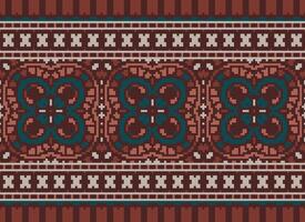 ethnisch geometrisch Stoff Muster Kreuz Stich.ikat Stickerei ethnisch orientalisch Pixel Muster Blau Hintergrund. abstrakt, vektor, illustration. Textur, Kleidung, Rahmen, Dekoration, Motive, Seide Hintergrund. vektor