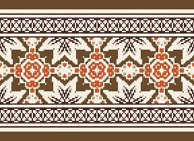 pixel traditionell etnisk mönster paisley blomma ikat bakgrund abstrakt aztec afrikansk indonesiska indisk sömlös mönster för tyg skriva ut trasa klänning matta gardiner och sarong vektor