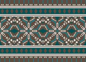 Kreuz Stich Grenze. Stickerei Kreuz Stich. ethnisch Muster. geometrisch ethnisch indisch Muster. einheimisch ethnisch Muster.Textur Textil- Stoff Kleidung Strickwaren drucken. Pixel horizontal nahtlos Vektor. vektor