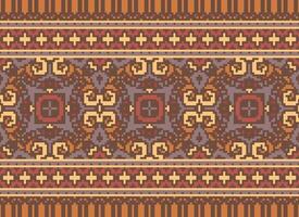 ethnisch geometrisch Stoff Muster Kreuz Stich.ikat Stickerei ethnisch orientalisch Pixel Muster Blau Hintergrund. abstrakt, vektor, illustration. Textur, Kleidung, Rahmen, Dekoration, Motive, Seide Hintergrund. vektor