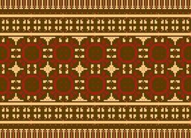 Kreuz Stich Grenze. Stickerei Kreuz Stich. ethnisch Muster. geometrisch ethnisch indisch Muster. einheimisch ethnisch Muster.Textur Textil- Stoff Kleidung Strickwaren drucken. Pixel horizontal nahtlos Vektor. vektor