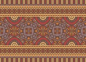 Kreuz Stich Grenze. Stickerei Kreuz Stich. ethnisch Muster. geometrisch ethnisch indisch Muster. einheimisch ethnisch Muster.Textur Textil- Stoff Kleidung Strickwaren drucken. Pixel horizontal nahtlos Vektor. vektor