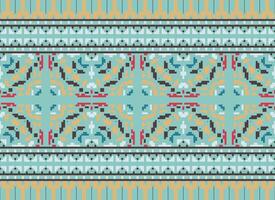 Pixel traditionell ethnisch Muster Paisley Blume Ikat Hintergrund abstrakt aztekisch afrikanisch indonesisch indisch nahtlos Muster zum Stoff drucken Stoff Kleid Teppich Vorhänge und Sarong vektor