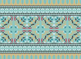 pixel traditionell etnisk mönster paisley blomma ikat bakgrund abstrakt aztec afrikansk indonesiska indisk sömlös mönster för tyg skriva ut trasa klänning matta gardiner och sarong vektor