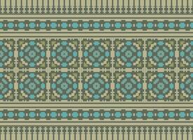 ethnisch geometrisch Stoff Muster Kreuz Stich.ikat Stickerei ethnisch orientalisch Pixel Muster Blau Hintergrund. abstrakt, vektor, illustration. Textur, Kleidung, Rahmen, Dekoration, Motive, Seide Hintergrund. vektor