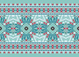 Kreuz Stich Grenze. Stickerei Kreuz Stich. ethnisch Muster. geometrisch ethnisch indisch Muster. einheimisch ethnisch Muster.Textur Textil- Stoff Kleidung Strickwaren drucken. Pixel horizontal nahtlos Vektor. vektor