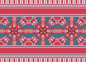 Pixel traditionell ethnisch Muster Paisley Blume Ikat Hintergrund abstrakt aztekisch afrikanisch indonesisch indisch nahtlos Muster zum Stoff drucken Stoff Kleid Teppich Vorhänge und Sarong vektor