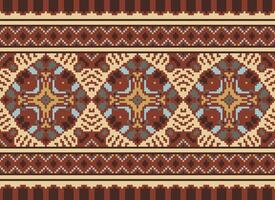 Pixel traditionell ethnisch Muster Paisley Blume Ikat Hintergrund abstrakt aztekisch afrikanisch indonesisch indisch nahtlos Muster zum Stoff drucken Stoff Kleid Teppich Vorhänge und Sarong vektor