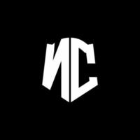 nc monogram brev logotyp band med sköld stil isolerad på svart bakgrund vektor