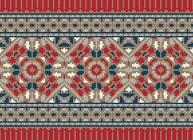 pixel traditionell etnisk mönster paisley blomma ikat bakgrund abstrakt aztec afrikansk indonesiska indisk sömlös mönster för tyg skriva ut trasa klänning matta gardiner och sarong vektor