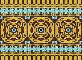 ethnisch geometrisch Stoff Muster Kreuz Stich.ikat Stickerei ethnisch orientalisch Pixel Muster Blau Hintergrund. abstrakt, vektor, illustration. Textur, Kleidung, Rahmen, Dekoration, Motive, Seide Hintergrund. vektor