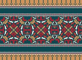 pixel ukrainska, vitryska folk konst vektor sömlös mönster i röd och svart, inspirerad förbi traditionell broderi vyshyvanka