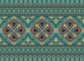 etnisk geometrisk tyg mönster korsa stitch.ikat broderi etnisk orientalisk pixel mönster blå bakgrund. abstrakt, vektor, illustration. textur, kläder, ram, dekoration, motiv, siden tapet. vektor