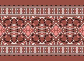 Pixel ethnisch Muster Vektor Hintergrund. nahtlos Muster traditionell, Design zum Hintergrund, Hintergrund, Batik, Stoff, Teppich, Kleidung, Verpackung, und textil.ethnisch Muster Vektor Illustration.