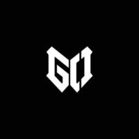 go Logo-Monogramm mit Schildform-Designvorlage vektor