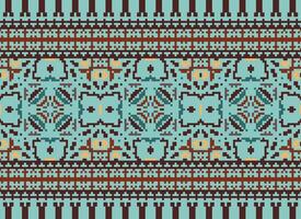 etnisk geometrisk tyg mönster korsa stitch.ikat broderi etnisk orientalisk pixel mönster blå bakgrund. abstrakt, vektor, illustration. textur, kläder, ram, dekoration, motiv, siden tapet. vektor