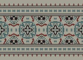 Pixel ethnisch Muster Vektor Hintergrund. nahtlos Muster traditionell, Design zum Hintergrund, Hintergrund, Batik, Stoff, Teppich, Kleidung, Verpackung, und textil.ethnisch Muster Vektor Illustration.