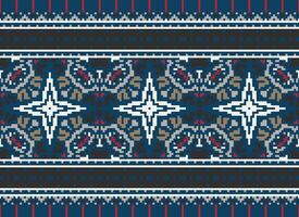 pixel traditionell etnisk mönster paisley blomma ikat bakgrund abstrakt aztec afrikansk indonesiska indisk sömlös mönster för tyg skriva ut trasa klänning matta gardiner och sarong vektor