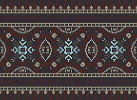 etnisk geometrisk tyg mönster korsa stitch.ikat broderi etnisk orientalisk pixel mönster blå bakgrund. abstrakt, vektor, illustration. textur, kläder, ram, dekoration, motiv, siden tapet. vektor