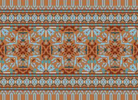 Pixel traditionell ethnisch Muster Paisley Blume Ikat Hintergrund abstrakt aztekisch afrikanisch indonesisch indisch nahtlos Muster zum Stoff drucken Stoff Kleid Teppich Vorhänge und Sarong vektor