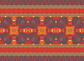 Pixel traditionell ethnisch Muster Paisley Blume Ikat Hintergrund abstrakt aztekisch afrikanisch indonesisch indisch nahtlos Muster zum Stoff drucken Stoff Kleid Teppich Vorhänge und Sarong vektor