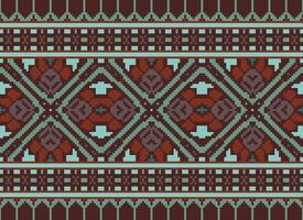 ethnisch geometrisch Stoff Muster Kreuz Stich.ikat Stickerei ethnisch orientalisch Pixel Muster Blau Hintergrund. abstrakt, vektor, illustration. Textur, Kleidung, Rahmen, Dekoration, Motive, Seide Hintergrund. vektor