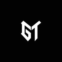 gt logotyp monogram med sköld form designmall vektor