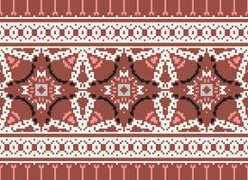 Pixel ukrainisch, Belarussisch Volk Kunst Vektor nahtlos Muster im rot und Schwarz, inpisred durch traditionell Stickerei vyshyvanka