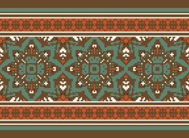 Pixel traditionell ethnisch Muster Paisley Blume Ikat Hintergrund abstrakt aztekisch afrikanisch indonesisch indisch nahtlos Muster zum Stoff drucken Stoff Kleid Teppich Vorhänge und Sarong vektor