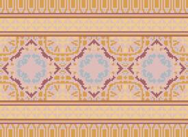 ethnisch geometrisch Stoff Muster Kreuz Stich.ikat Stickerei ethnisch orientalisch Pixel Muster Blau Hintergrund. abstrakt, vektor, illustration. Textur, Kleidung, Rahmen, Dekoration, Motive, Seide Hintergrund. vektor