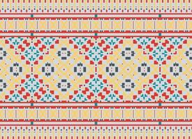 geometrisch Muster von modern stilvoll Textur. Grenzen im das bilden von ein Pixel Ornament zum Stickerei, Keramik Fliesen und Textil- Innere Design Elemente. nahtlos Illustration vektor