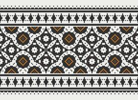 korsa sy mönster med blommig mönster. traditionell korsa sy handarbete. geometrisk etnisk mönster, broderi, textil- ornament, tyg, hand sys mönster, kulturell söm pixel konst. vektor