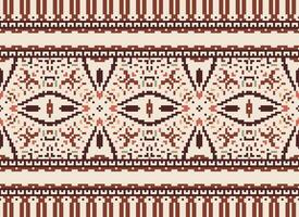 Kreuz Stich Grenze. Stickerei Kreuz Stich. ethnisch Muster. geometrisch ethnisch indisch Muster. einheimisch ethnisch Muster.Textur Textil- Stoff Kleidung Strickwaren drucken. Pixel horizontal nahtlos Vektor. vektor