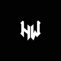 HW-Logo-Monogramm mit Schildform-Designvorlage vektor