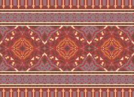 etnisk geometrisk tyg mönster korsa stitch.ikat broderi etnisk orientalisk pixel mönster blå bakgrund. abstrakt, vektor, illustration. textur, kläder, ram, dekoration, motiv, siden tapet. vektor