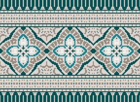 pixel traditionell etnisk mönster paisley blomma ikat bakgrund abstrakt aztec afrikansk indonesiska indisk sömlös mönster för tyg skriva ut trasa klänning matta gardiner och sarong vektor