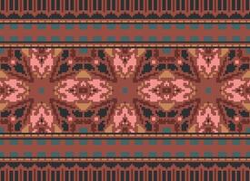 ethnisch geometrisch Stoff Muster Kreuz Stich.ikat Stickerei ethnisch orientalisch Pixel Muster Blau Hintergrund. abstrakt, vektor, illustration. Textur, Kleidung, Rahmen, Dekoration, Motive, Seide Hintergrund. vektor