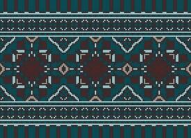 ethnisch geometrisch Stoff Muster Kreuz Stich.ikat Stickerei ethnisch orientalisch Pixel Muster Blau Hintergrund. abstrakt, vektor, illustration. Textur, Kleidung, Rahmen, Dekoration, Motive, Seide Hintergrund. vektor