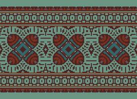 etnisk geometrisk tyg mönster korsa stitch.ikat broderi etnisk orientalisk pixel mönster blå bakgrund. abstrakt, vektor, illustration. textur, kläder, ram, dekoration, motiv, siden tapet. vektor