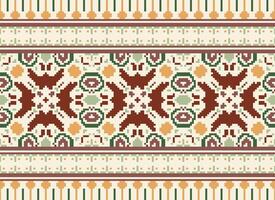 ethnisch geometrisch Stoff Muster Kreuz Stich.ikat Stickerei ethnisch orientalisch Pixel Muster Blau Hintergrund. abstrakt, vektor, illustration. Textur, Kleidung, Rahmen, Dekoration, Motive, Seide Hintergrund. vektor