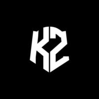kz monogram brev logotyp band med sköld stil isolerad på svart bakgrund vektor