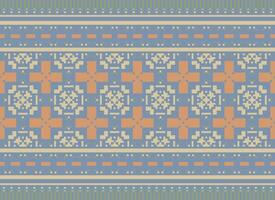 ein Blumen- Pixel Kunst Muster auf grau hintergrund.geometrisch ethnisch orientalisch Stickerei Vektor Illustration. Pixel Stil, abstrakt Hintergrund, Kreuz Stichdesign zum Textur, Stoff, Tuch, Schal, drucken